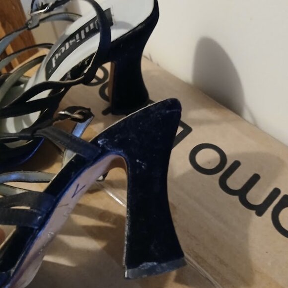 UNLISTED Velvet Black High Heels 5.5 Cuban Strappy sling back Formal Sexy! - Picture 8 of 11